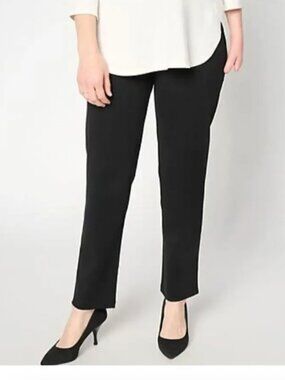 Susan Graver Regular Ponte Straight-Leg Pull-On Pants 2X Black
